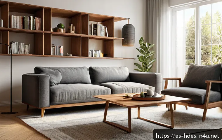 홈디자인 3D 모델링 프로그램 활용법 - A modern, sunlit living room interior designed with 3D modeling software, showcasing realistic textu...
